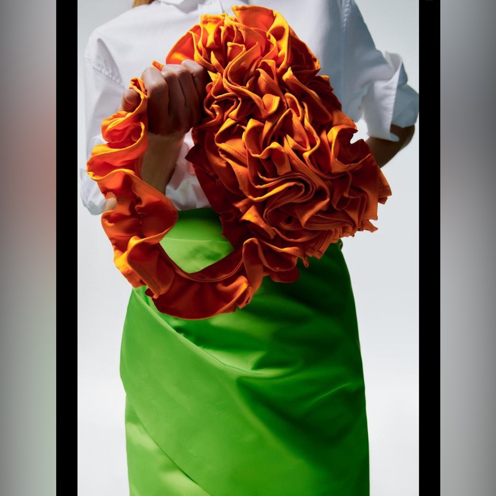 Ruffled Fabric Shoulder Bag